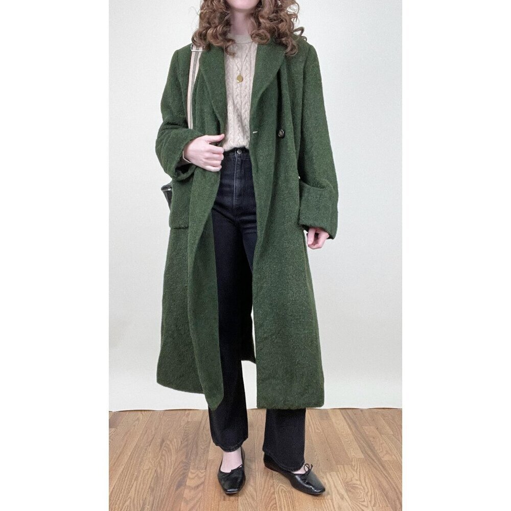 Vintage Wool Oversized Long Trench Jacket Pea Coat Maxi Peacoat Relaxed Luxury